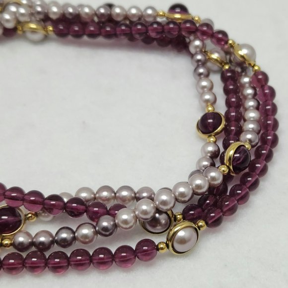 2 Purple Beaded Necklace #285 - Picture 7 of 12